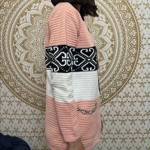 Peach & White Woollen Shrug